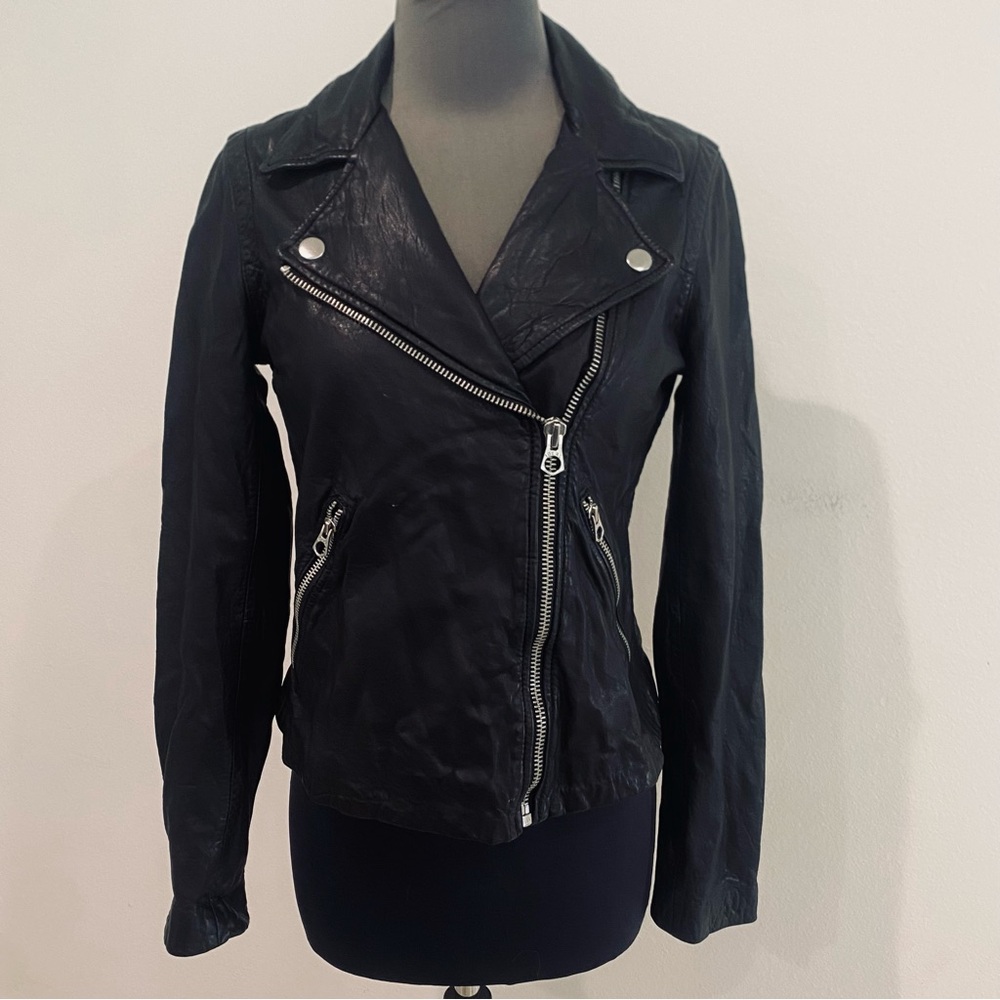 MADEWELL THE WASHED LEATHER MOTORCYCLE JACKET BIKER BLACK SIZE SMALL MOTO - Picture 2 of 7